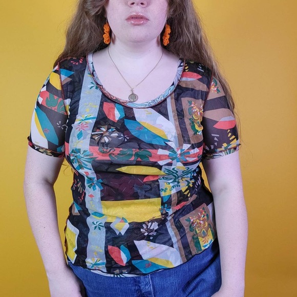 ANAZ designed by Kimi Tops - ANAZ Designed by Kimi Abstract Mesh Top, XL